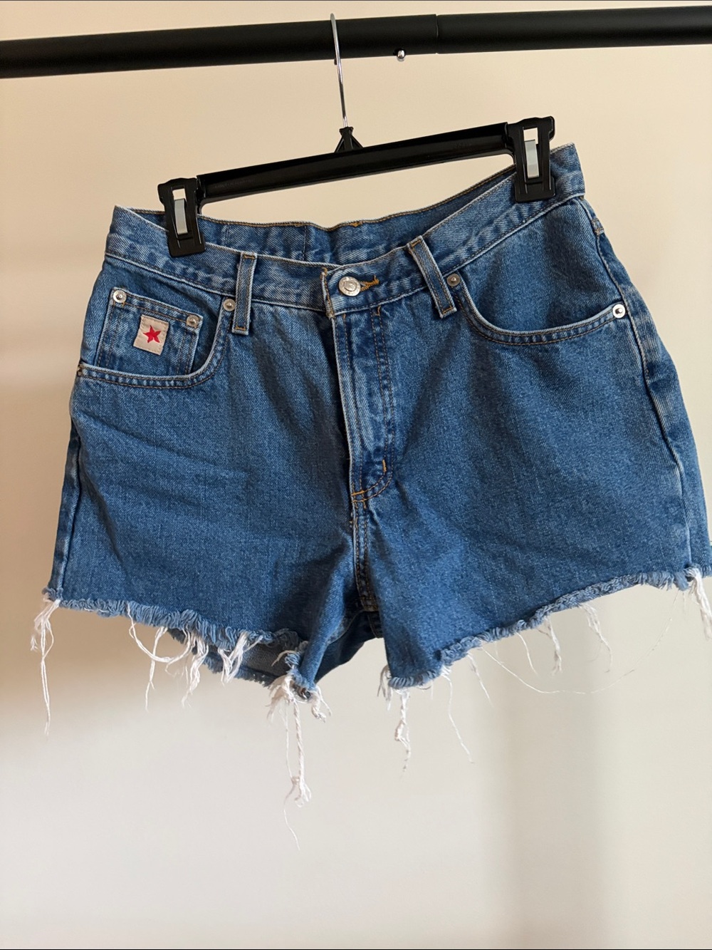 Rockies Blue High-Rise Distressed Denim Shorts